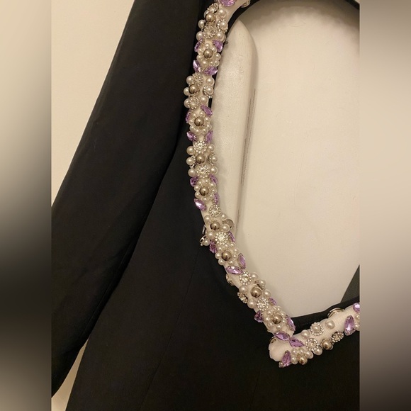 Black open back embellished heart oversized blazer size S/M - Picture 5 of 10